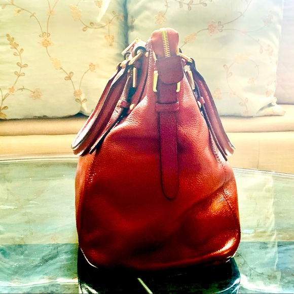 ✨Vincenzo Leather✨ Red Embossed Italian Leather Satchel w/Dusk Bag - Picture 4 of 12